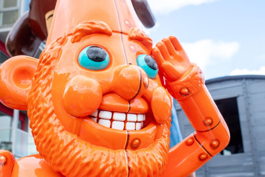 norbot the gnome statue styled as the rocket from wallace and gromit