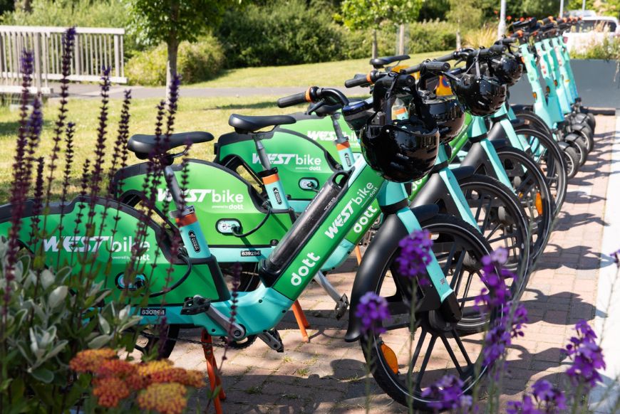 dott e-bikes lined up