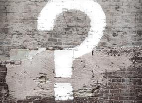 Question mark on wall graffiti