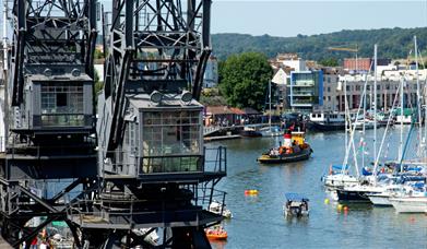 Cranes, Boat, and Harbour