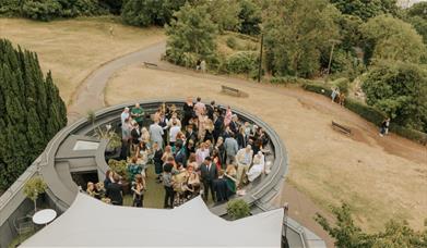 People on terrace at Clifton Observatory