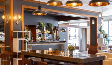 The bar and dining area