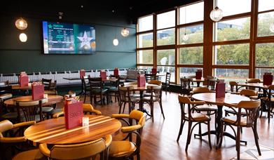 Sixes social cricket restaurant area