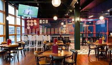Sixes social cricket restaurant area
