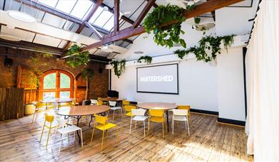 Waterside 4 conference room set up in cabaret.