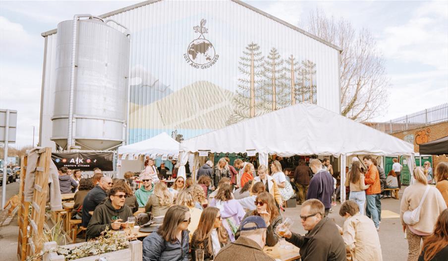 people enjoying seating outside