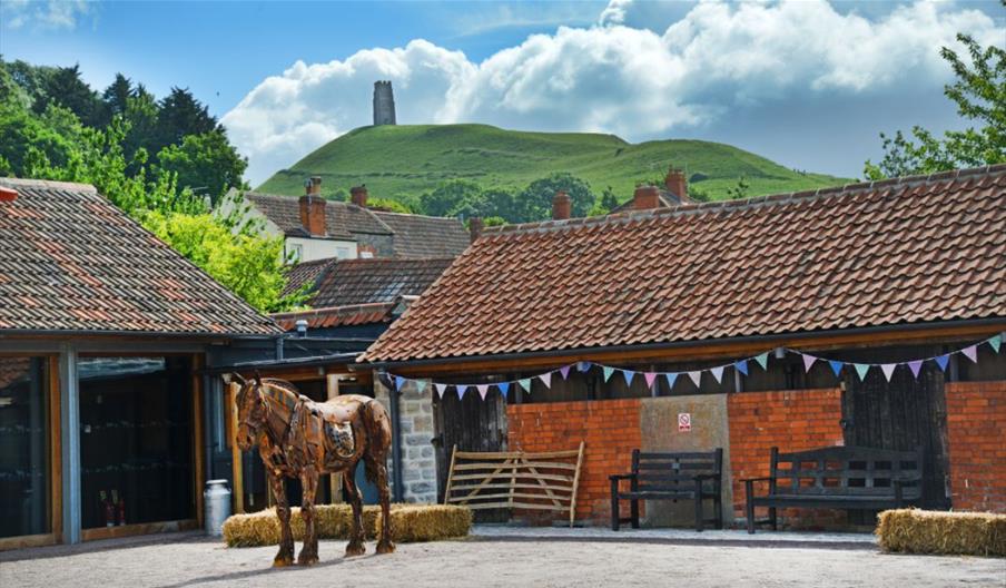 Somerset Rural Life Museum - Horse Sculpture and Barn