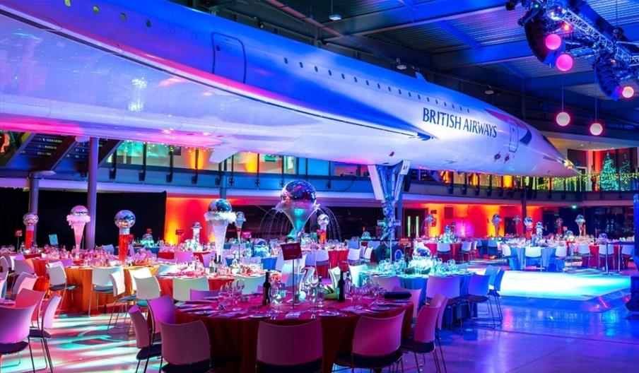 Aerospace Bristol dinner set under the wings of Concorde