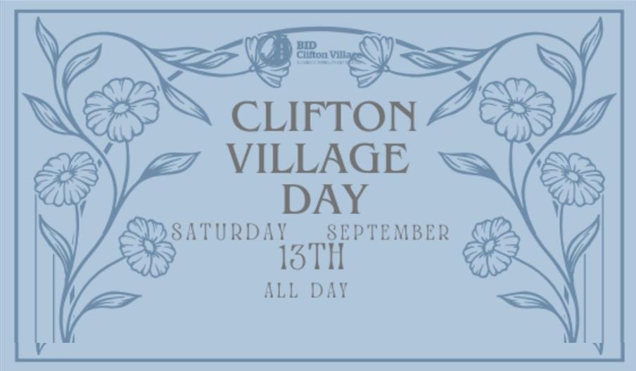 name banner for Clifton Village Day