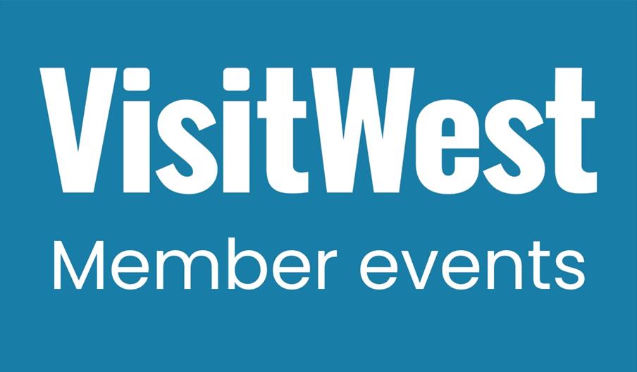 Visit West logo on a blue background