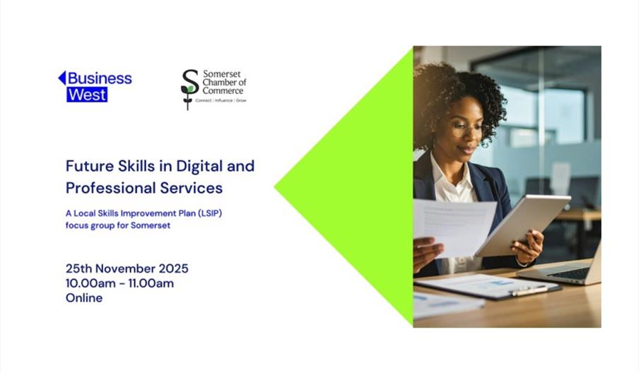 Infographic featuring the event name, the time, and location (online)