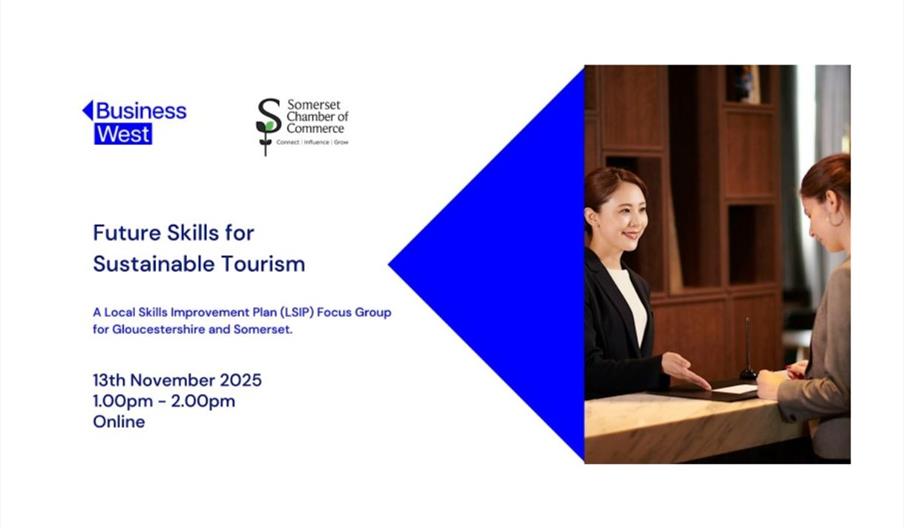 Infographic featuring the event name, the time, and location (online)