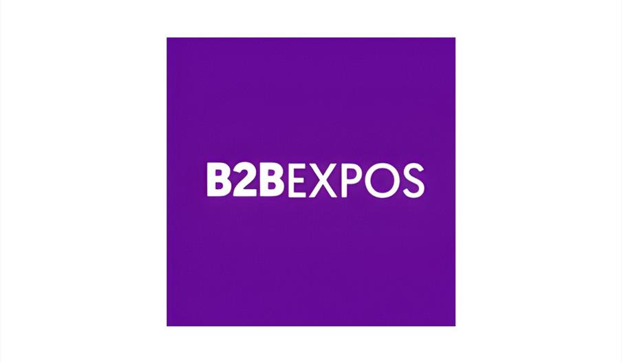B2B Expos logo of white text on a purple background