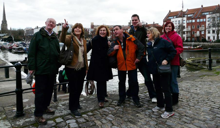 A group of people enjoying the Bristol Highlights Walk