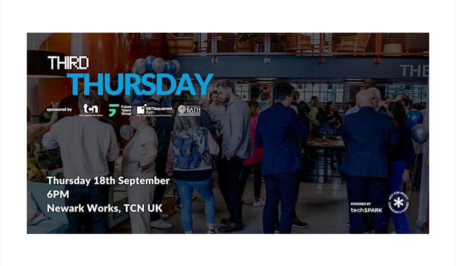 People networking and the event details