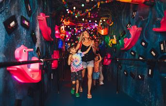 Visitors walking around