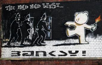 Banksy's Mild Mild West on Stokes Croft, Bristol