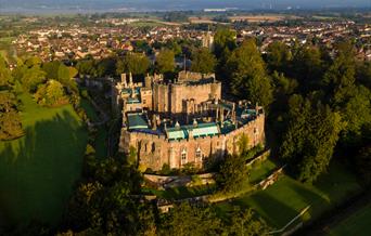 Aerial shot of Berkeley Castle Bristol