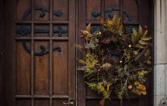 Wreath on the front doors