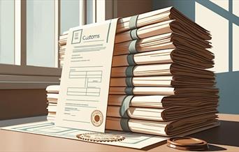 Graphic of folders and customs paperwork