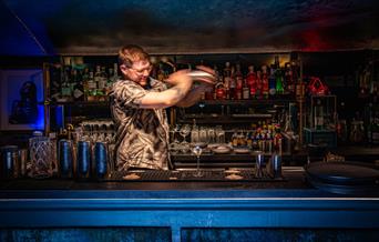 Person shaking a cocktail mix
