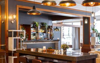 The bar and dining area