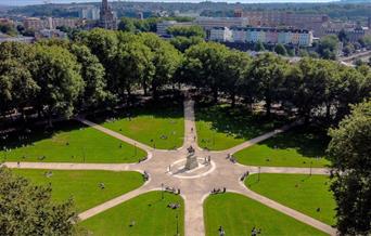 Aerial view of Queen Square in Bristol