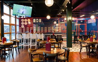 Sixes social cricket restaurant area