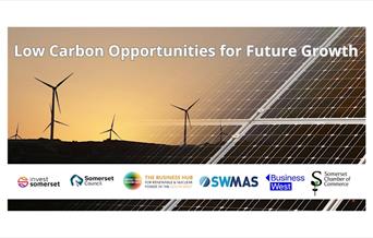 Infographic featuring the list of partners and an image of wind turbines