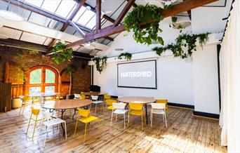 Waterside 4 conference room set up in cabaret.