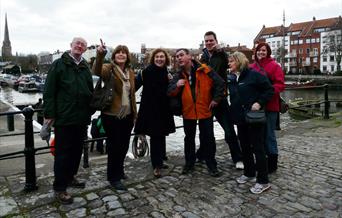 A group of people enjoying the Bristol Highlights Walk