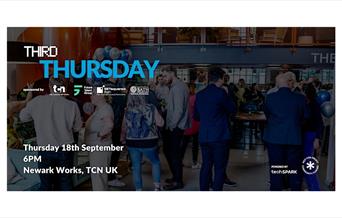 People networking and the event details