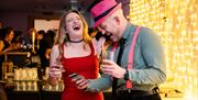Couple at Christmas party