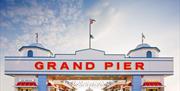 Grand Pier entrance flags, walk way