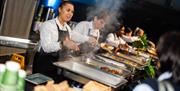 Aerospace Bristol staff serving buffet