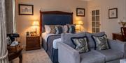 Interior of one of the bedrooms at Lucknam Park in Thickwood, near Bath