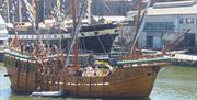 The Matthew of Bristol, a recreation of John Cabot's ship that sailed from Bristol in 1497. This was built in 1997 and is a wooden sailing ship