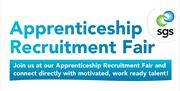 "Apprenticeship Recruitment Fair" in blue text on a white background, with the SGS logo to the right