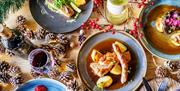 festive dishes with decorations