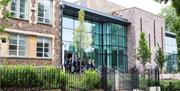 Glass front building