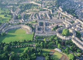Bath Aerial View Circus and Royal Crescent